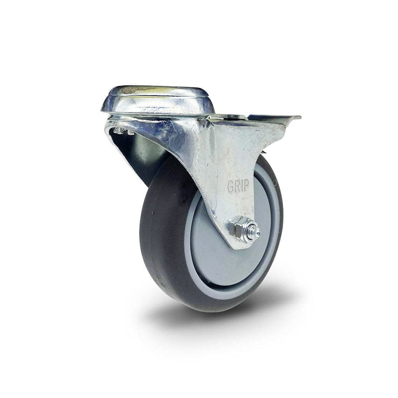 Grip Grip 42007 75mm 70kg Institutional Grey TPR Swivel Castor with Brake & Bolt Hole