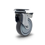 Grip Grip 42075 100mm 130kg Chrome Plated Grey TPR Swivel Castor with Brake