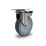 Grip Grip 42077 125mm 150kg Chrome Plated Grey TPR Swivel Castor with Brake