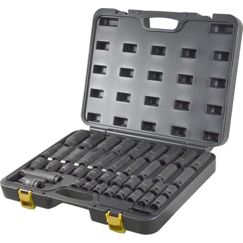 AuzGrip AuzGrip A84618 34 Piece SAE 6 Point 1/2'' Square Drive Deep & Standard Impact Socket Set