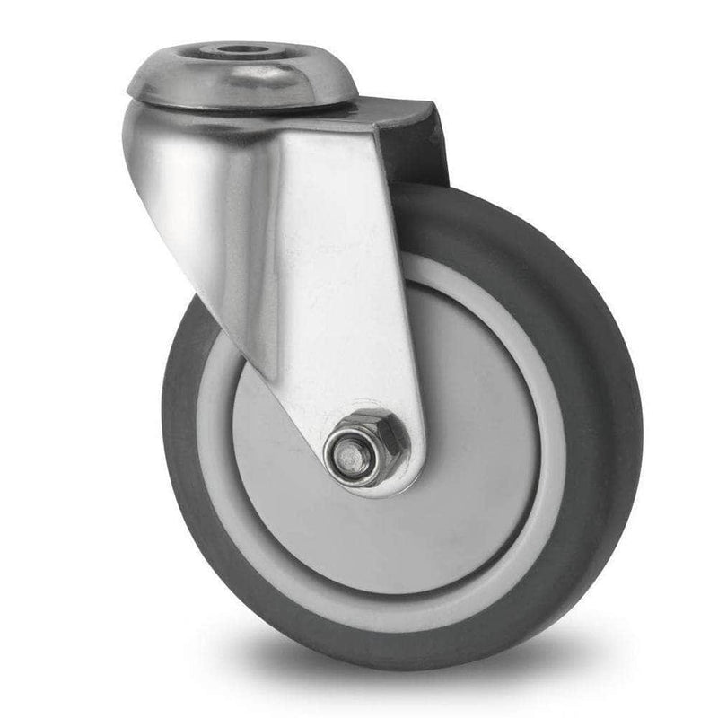 Grip Grip 42011 100mm 100kg Institutional Grey TPR Swivel Castor with Brake & Bolt Hole
