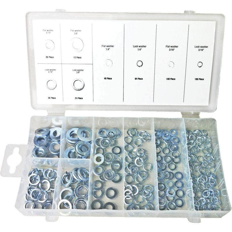 Grip Grip 43146 500 Piece Zinc Plated Flat & Lock Washer Assortment Set
