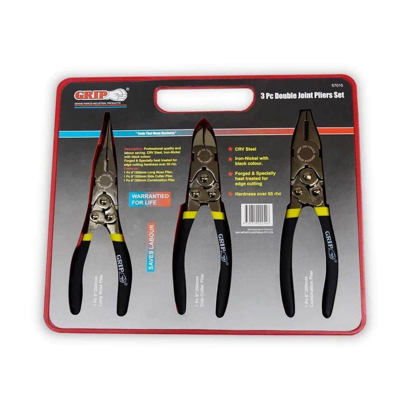 Grip Grip 57015 3 Piece 200mm (8") Double Joint Steel Plier Set