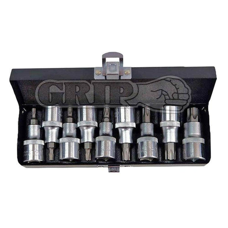 Grip Grip 71025 9 Piece T20-T60 1/2" Square Drive E-Torx Bit Socket Set