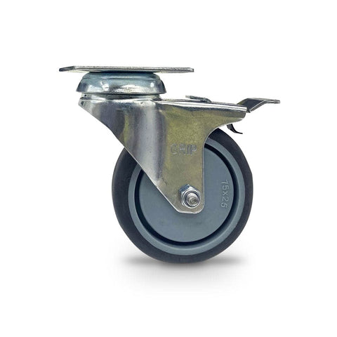 Grip Grip 42006 75mm 70kg Institutional Grey TPR Swivel Castor with Brake