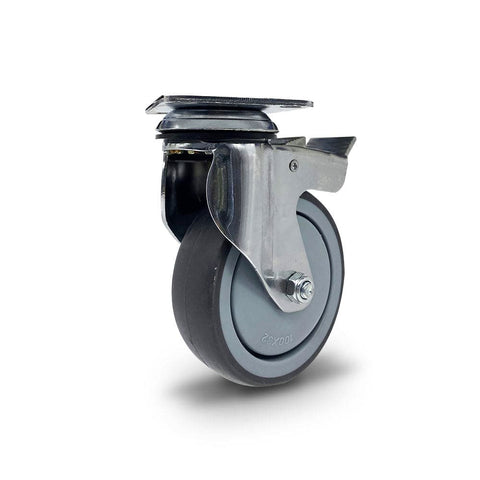 Grip Grip 42075 100mm 130kg Chrome Plated Grey TPR Swivel Castor with Brake