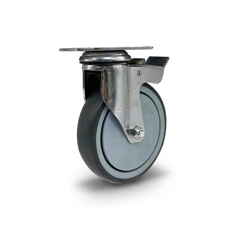 Grip Grip 42077 125mm 150kg Chrome Plated Grey TPR Swivel Castor with Brake