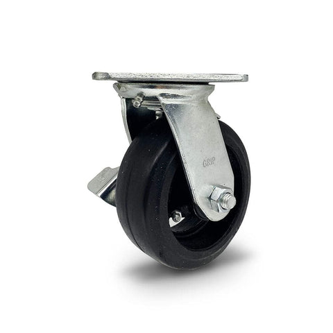 Grip Grip 42083 125mm 180kg Rubber Moulded Cast Iron Swivel Castor with Brake