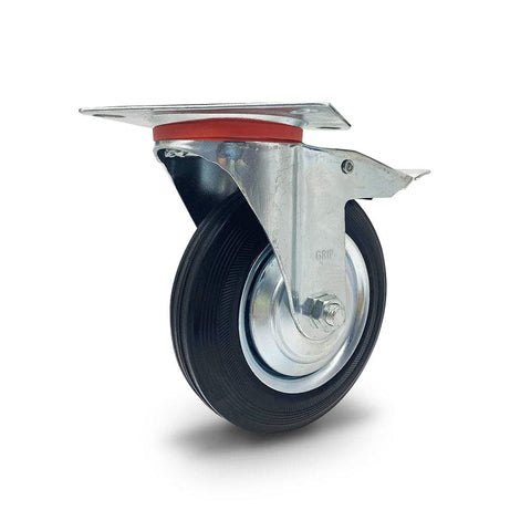 Grip Grip 43028 160mm 145kg Rubber Moulded Steel Core Swivel Castor with Brake