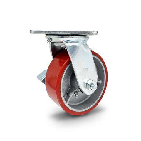 Grip Grip 43034 125mm 280kg Poly Moulded Cast Iron Swivel Castor with Brake