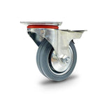 Grip Grip 43053 75mm 50kg Grey Rubber Moulded Steel Core Swivel Castor with Brake
