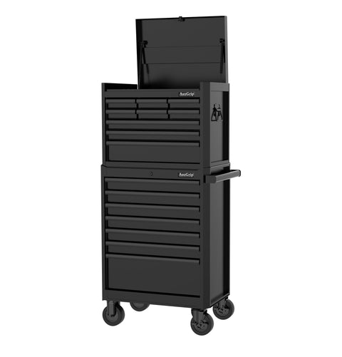 Auzgrip A10001B 26" 16 Drawer Black Tool Chest & Roller Cabinet Trolley Combo
