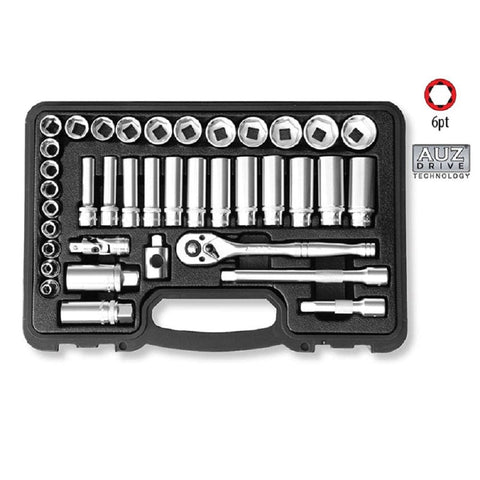AuzGrip A75506 38 Piece Metric 3/8" Square Drive Deep & Standard Socket Set