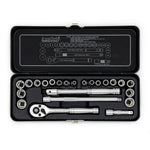 AuzGrip A75303 23 Piece Metric and SAE 6 Point 1/4 Inch Square Drive Socket Set Front