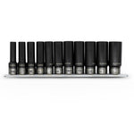 AuzGrip A84503 11Piece Metric 6Point 12Square Drive Thin Wall Deep Impact Socket Set Front