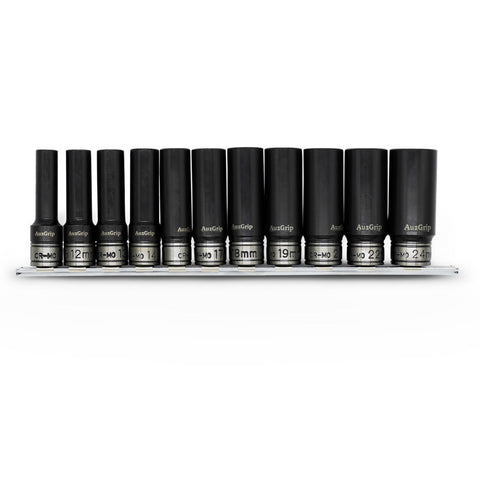 AuzGrip A84503 11Piece Metric 6Point 12Square Drive Thin Wall Deep Impact Socket Set Front