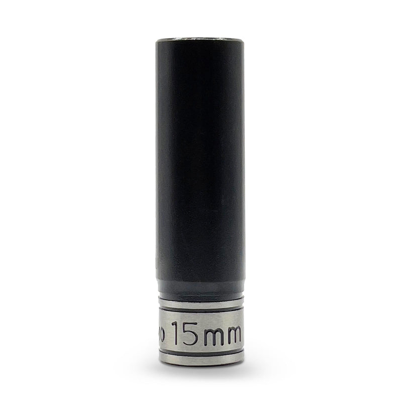 AuzGrip A84575 15mm 6 Point 1/2'' Square Drive Thin Wall Deep Impact Socket Front