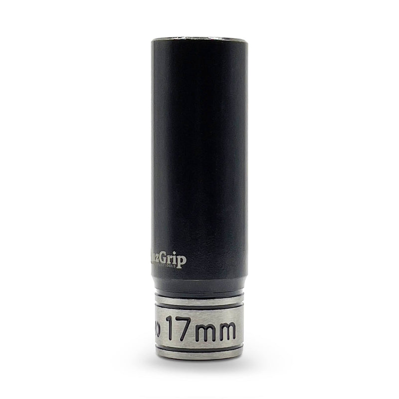 AuzGrip A84577 17mm 6 Point 1/2'' Square Drive Thin Wall Deep Impact Socket Front
