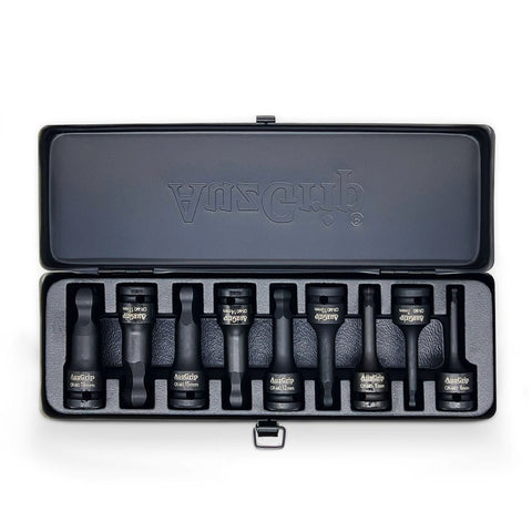 AuzGrip A84605 9 Piece Metric 1/2'' Square Drive Ball End Hex Bit Impact Socket Set