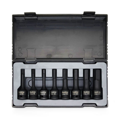 AuzGrip A84601 8 Piece Metric 1/2" Square Drive In-Hex Bit Socket Set