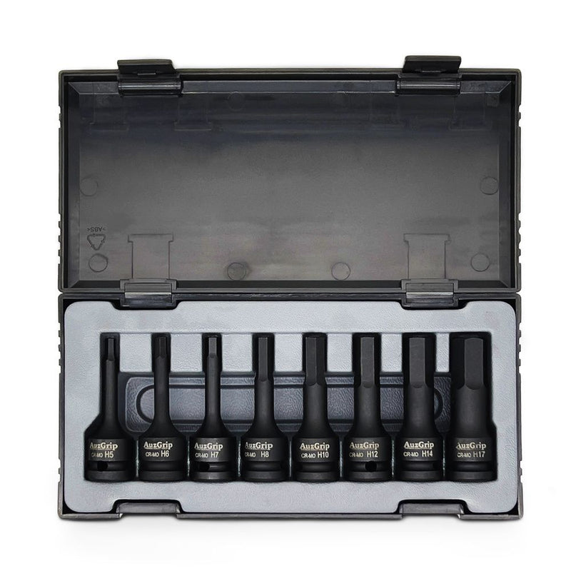 AuzGrip A84601 8 Piece Metric 1/2" Square Drive In-Hex Bit Socket Set