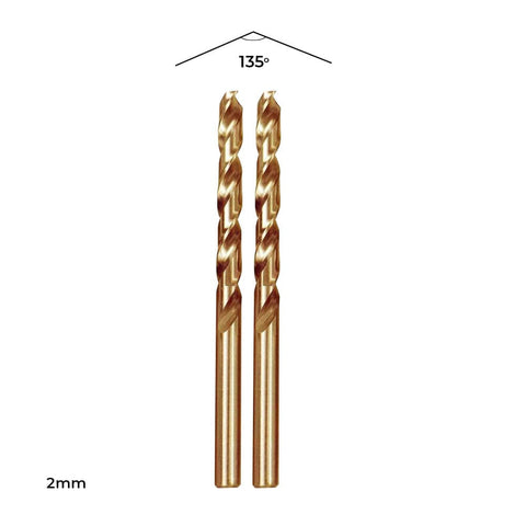 Insize Insize IN0203 Twin Pack 2mm Heavy Duty Cobalt HSS Drill Bits