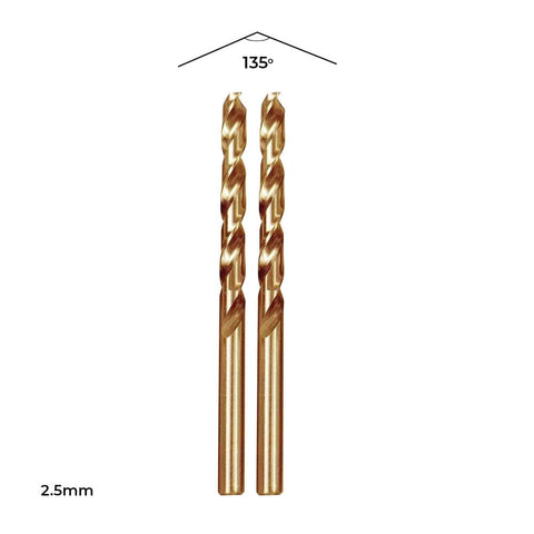 Insize Insize IN0204 Twin Pack 2.5mm Heavy Duty Cobalt HSS Drill Bits