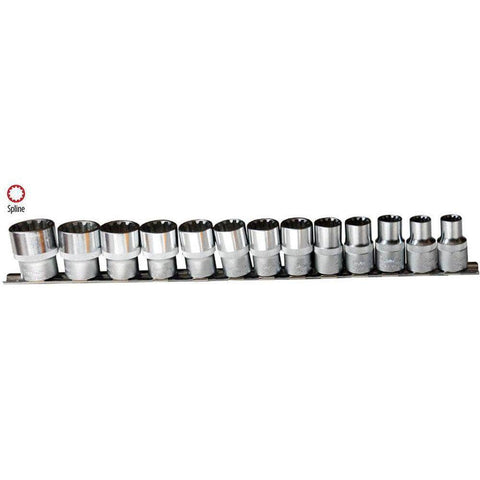 AuzGrip AuzGrip A70750 12 Piece 10mm-24mm 1/2" Square Drive Spline Socket Set
