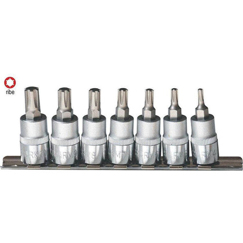 AuzGrip AuzGrip A70915 7 Piece 95mm 3/8" Square Drive Ribe Socket Bit Set