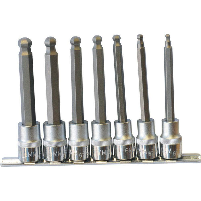 AuzGrip AuzGrip A71060 7 Piece 3/8"Square DriveSae Hex Ball-end Socket Bit Set 100mm