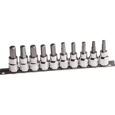 AuzGrip AuzGrip A71070 10 Piece Metric 3/8" & 1/2" Square Drive Hex Bit Socket Set