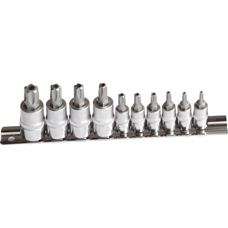 AuzGrip AuzGrip A71220 10 Piece 1/4" & 3/8" Square Drive Tamper Proof Torx Bit Socket Set