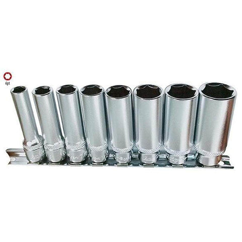 AuzGrip AuzGrip A75433 8 Piece SAE 6 Point 3/8" Square Drive Deep Socket Set