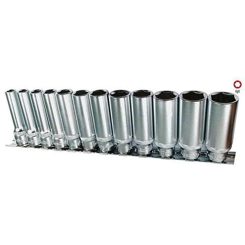 AuzGrip AuzGrip A75452 12 Piece Metric 6 Point 3/8" Square Drive Deep Socket Set