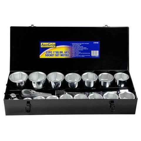 AuzGrip AuzGrip A76700 22 Piece 38mm-80mm 6 Point Metric 1" Square Drive Socket Set