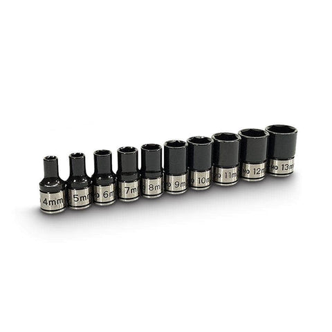 AuzGrip AuzGrip A84201 10 Piece 6 Point 1/4" Square Drive Thin Wall Impact Socket Set