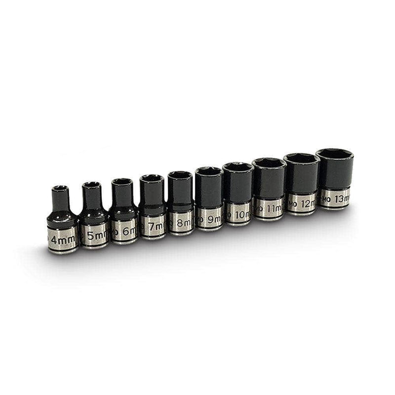AuzGrip AuzGrip A84201 10 Piece 6 Point 1/4" Square Drive Thin Wall Impact Socket Set