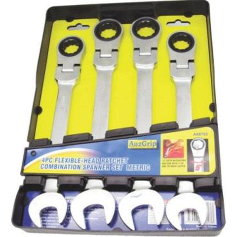 AuzGrip AuzGrip A89702 4 Piece Metric Flexible Combination Ratchet Spanner Set