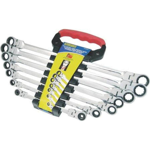 AuzGrip AuzGrip A89801 7 Piece Metric Flexible Double Ring Ratchet Spanner Set
