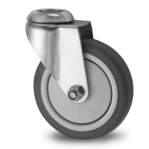 Grip Grip 42011 100mm 100kg Institutional Grey TPR Swivel Castor with Brake & Bolt Hole
