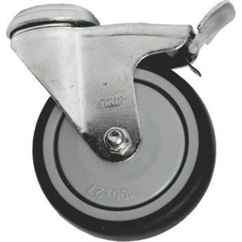 Grip Grip 42015 125mm 130kg Institutional Grey TPR Swivel Castor with Brake & Bolt Hole