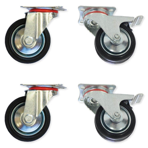 Grip Grip 42023BD 4 Piece 100mm Rubber Mould Steel Core Swivel Castor Set with Brakes