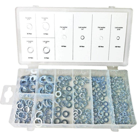 Grip Grip 43146 500 Piece Zinc Plated Flat & Lock Washer Assortment Set