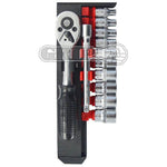 Grip Grip 75285 12 Piece Metric 3/8" Square Drive 10-24mm Socket Set with Ratchet