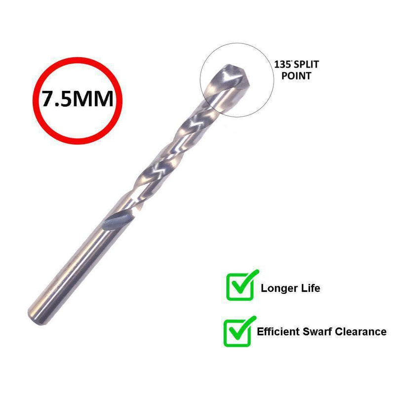 Insize Insize IN0024 5 Piece 7.5mm Heavy Duty HSS M2 Drill Bit Set