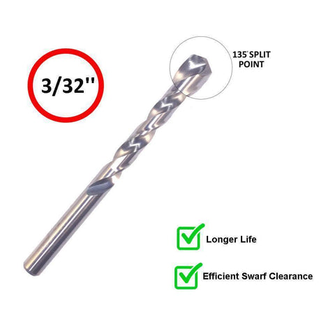 Insize Insize IN0113 10 Piece 3/32" Heavy Duty HSS M2 Drill Bit Set