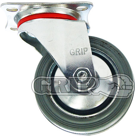 43055 - Grip 100mm 70kg Grey Rubber Wheel Castor Swivel Plate